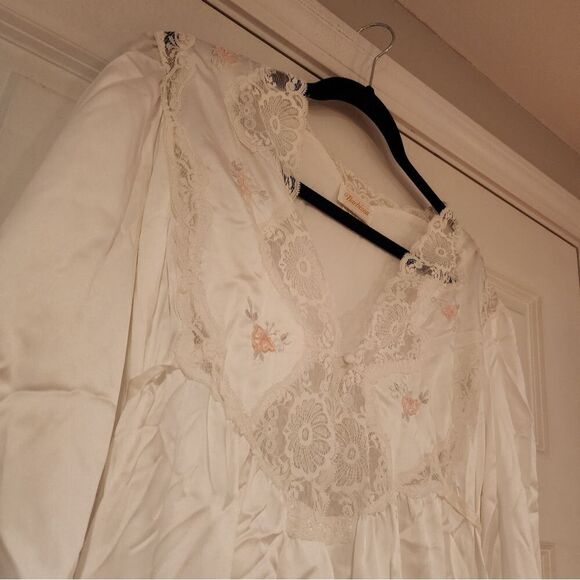 Vintage Barbizon white open front nightgown L - Picture 2 of 6